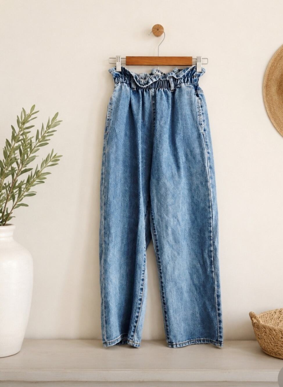 Sadie & Sage Blue Denim Paperbag Jeans S